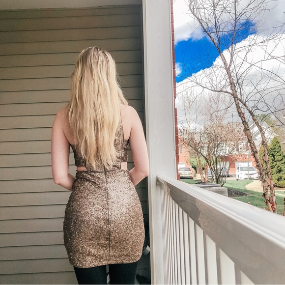 Bronze sparkle cutout dress - Picture 3 of 6